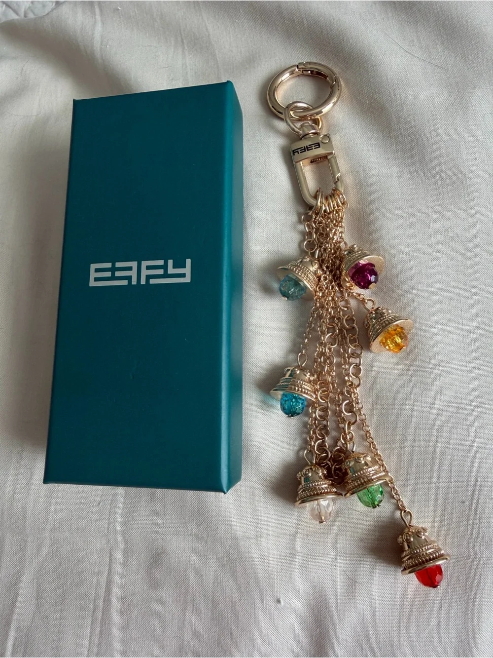 EFFY Multicolor Purse Charm Tassel Keychain - Gold Tone NWOT - Picture 1 of 3